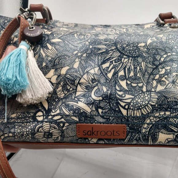 Sakroots City Satchel  Crossbody Blue/White - floral - Picture 6 of 10